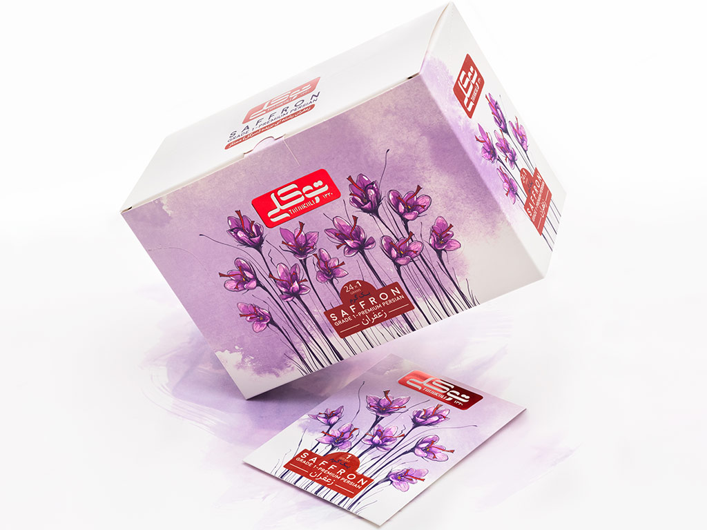 طراحی بسته بندی زعفران پاکتی توکلی